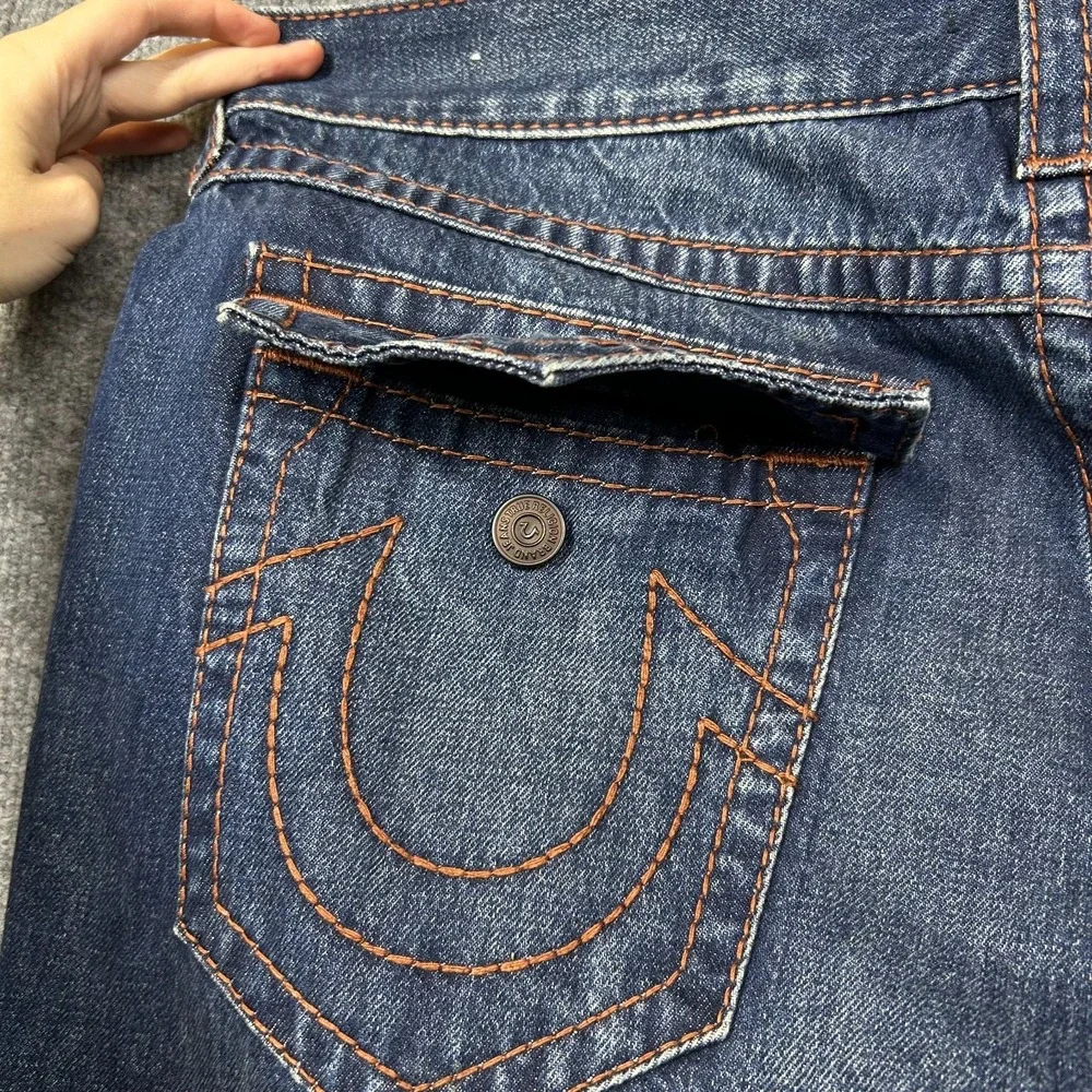 True Religion Ricky Relaxed Straight Jeans Mens 38 Blue Good Western Denim